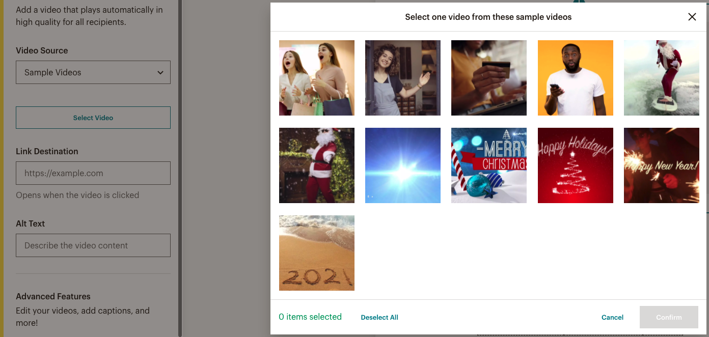 Video preview within your Mailchimp template